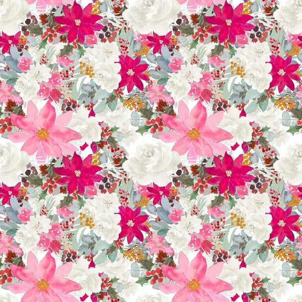 Christmas Floral Pattern 5 Fabric - ineedfabric.com