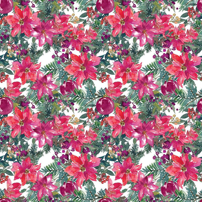 Christmas Floral Pattern 7 Fabric - ineedfabric.com
