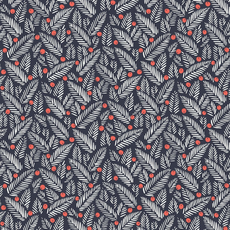 Christmas Foliage & Berry Fabric - ineedfabric.com