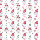 Christmas Forest Gnome With Trees Fabric - White - ineedfabric.com