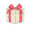 Christmas Gift Box Fabric Panel - White & Gold - ineedfabric.com