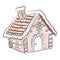 Christmas Gingerbread House Fabric Panel - Pink - ineedfabric.com