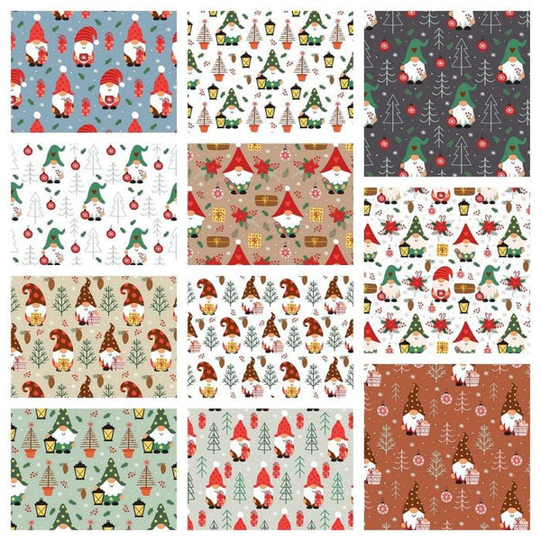 Christmas Gnomes Fabric Collection - 1/2 Yard Bundle - ineedfabric.com