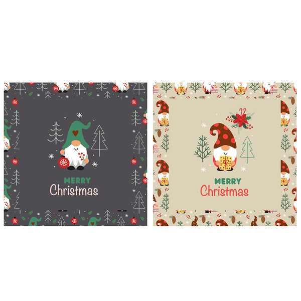 Christmas Gnomes Fabric Pillow Panels - Grey/Brown - ineedfabric.com