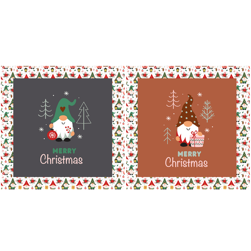 Christmas Gnomes Pillow Panels - White - ineedfabric.com