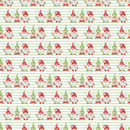 Christmas Gnomes Striped Fabric - Green - ineedfabric.com