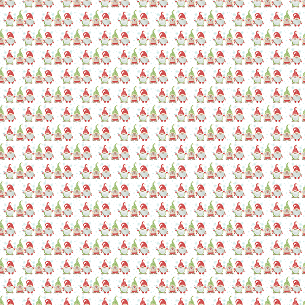 Christmas Gnomes With Candy Fabric - White - ineedfabric.com