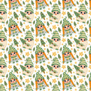 Christmas Gnomes With Stars & Trees Fabric - Green - ineedfabric.com