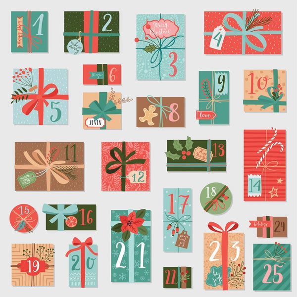 Christmas Hand Drawn Advent Calendar Fabric Panel - ineedfabric.com