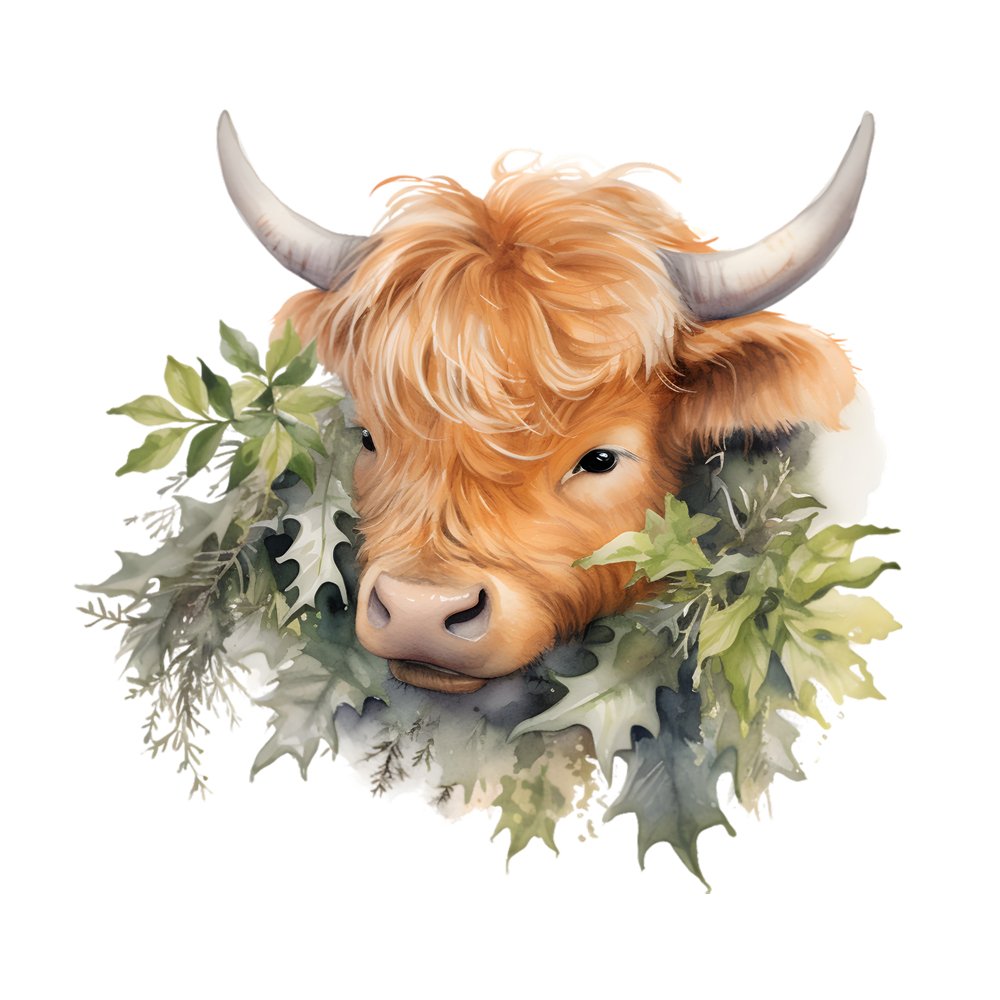 Legacy Creations Highland Cows Pattern 15 Fabric White Canvas / Yard