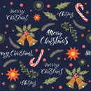 Christmas Holiday Assorted Decorations Fabric - Navy - ineedfabric.com