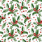 Christmas Holly Leaves Fabric - White - ineedfabric.com