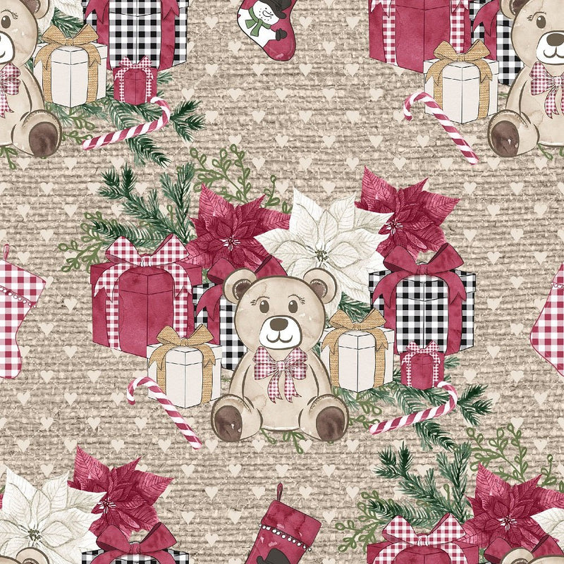 Christmas Home Gifts on Hearts Fabric - Tan - ineedfabric.com