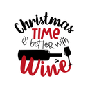 Christmas Is Better With Wine Fabric Panel - White - ineedfabric.com