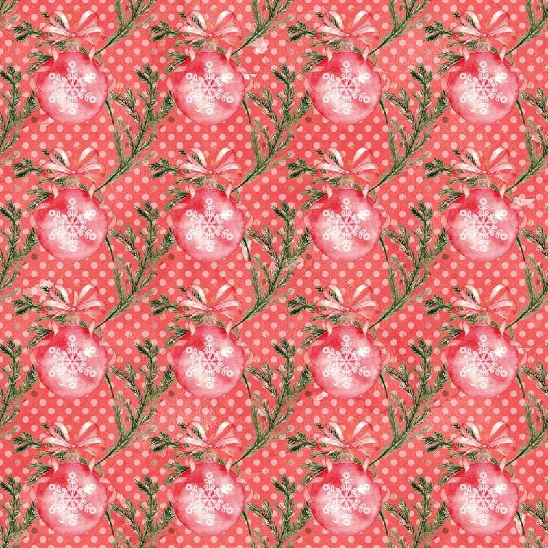 Christmas Joy Ornaments on Dots Fabric - Red - ineedfabric.com