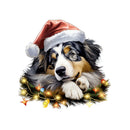 Christmas Lazy Australian Shepherd Fabric Panel - ineedfabric.com