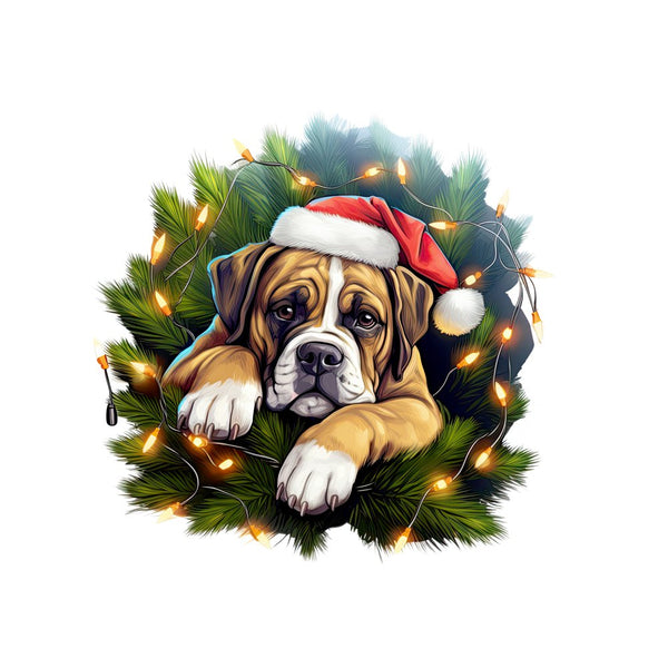 Christmas Lazy Boxer Fabric Panel - ineedfabric.com