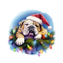 Christmas Lazy Bulldog Fabric Panel - ineedfabric.com