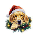 Christmas Lazy Golden Retriever Fabric Panel - ineedfabric.com