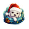 Christmas Lazy Maltese Fabric Panel - ineedfabric.com