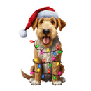 Christmas Lights & Airedale Terrier Fabric Panel - ineedfabric.com