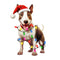 Christmas Lights & Bull Terrier Fabric Panel - ineedfabric.com