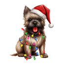 Christmas Lights & Cairn Terrier Fabric Panel - ineedfabric.com