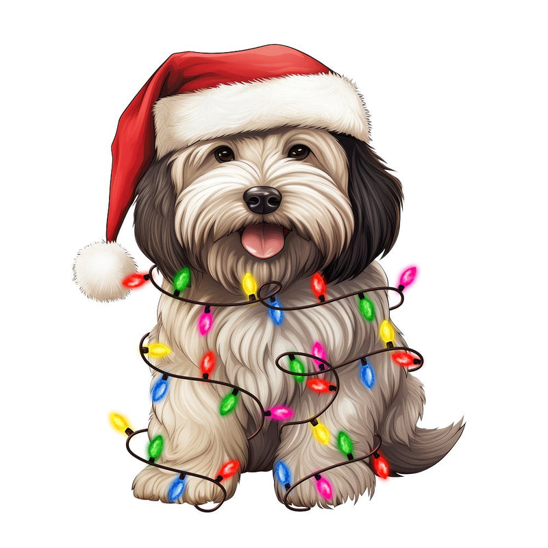 Christmas Lights & Havanese Fabric Panel - ineedfabric.com