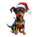 Christmas Lights & Miniature Pinscher Fabric Panel - ineedfabric.com