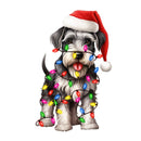 Christmas Lights & Miniature Schnauzer Fabric Panel - ineedfabric.com