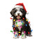 Christmas Lights & Portuguese Water Dog Fabric Panel - ineedfabric.com