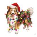 Christmas Lights & Shetland Sheepdog Fabric Panel - ineedfabric.com