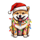 Christmas Lights & Shiba Inu Fabric Panel - ineedfabric.com