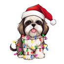 Christmas Lights & Shih Tzu Fabric Panel - ineedfabric.com