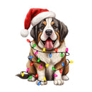 Christmas Lights & St. Bernard Fabric Panel - ineedfabric.com