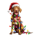 Christmas Lights & Vizsla Fabric Panel - ineedfabric.com