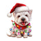 Christmas Lights & West Highland White Terrier Fabric Panel - ineedfabric.com
