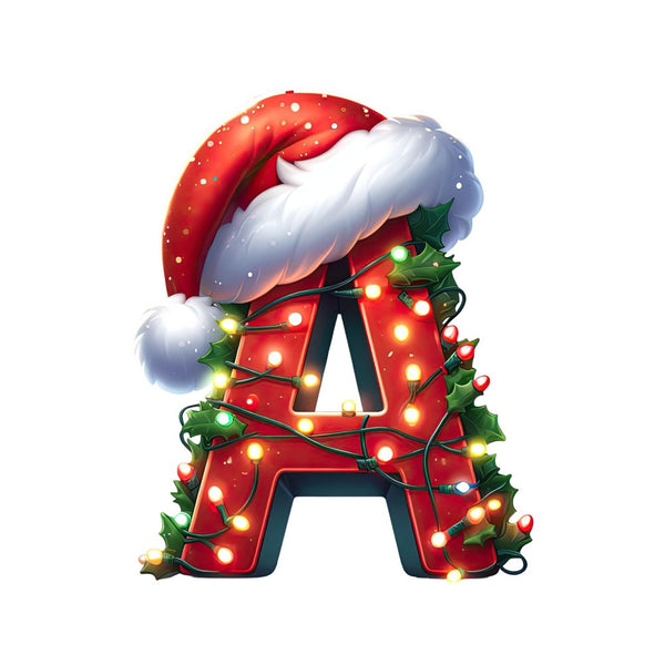 Christmas Lights Wrapped Letter ''A'' Fabric Panel - ineedfabric.com