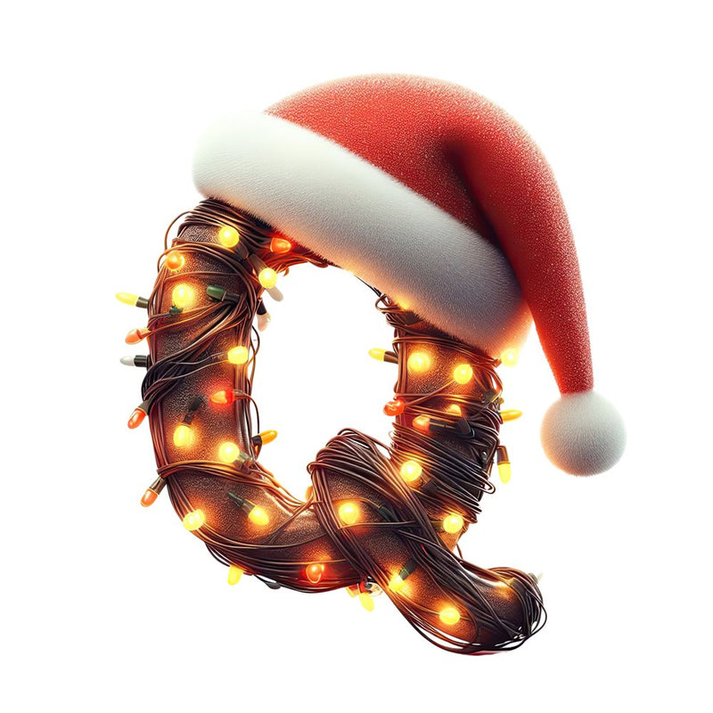 Christmas Lights Wrapped Letter ''Q'' Fabric Panel - ineedfabric.com