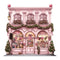 Christmas Luxury Boutique Storefront Fabric Panel - Pink - ineedfabric.com