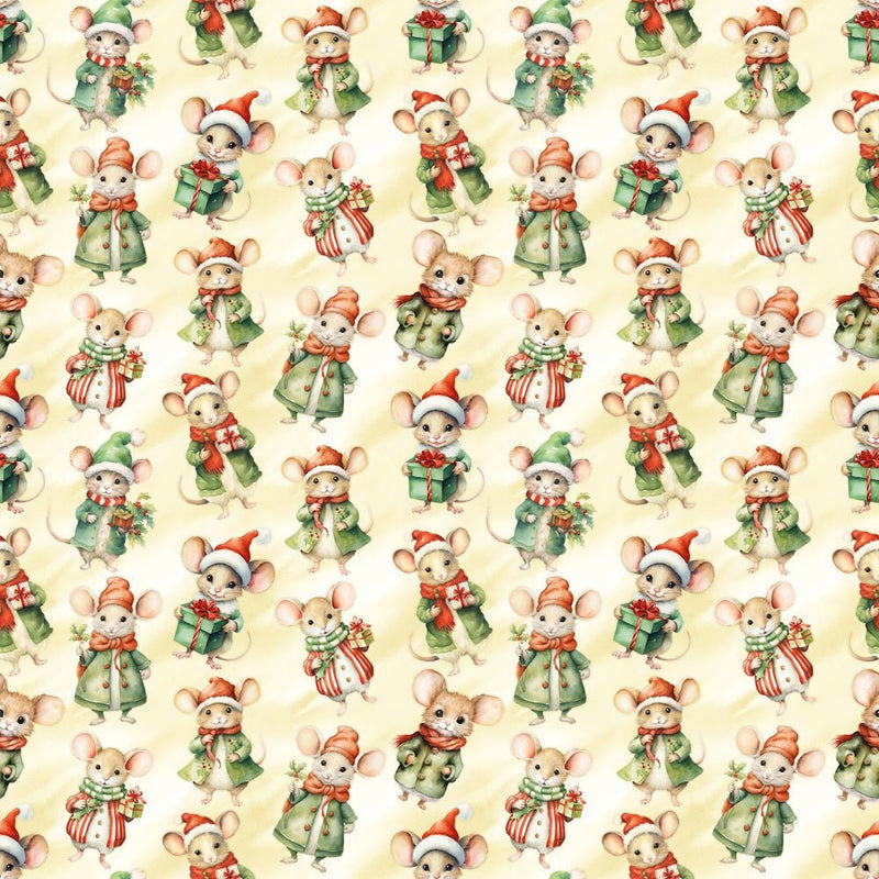 Christmas Mice & Presents Fabric - ineedfabric.com