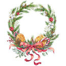 Christmas Night Citrus Wreath Fabric Panel - White - ineedfabric.com