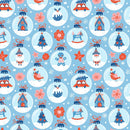 Christmas Ornament Wrapping Paper Fabric - Blue - ineedfabric.com