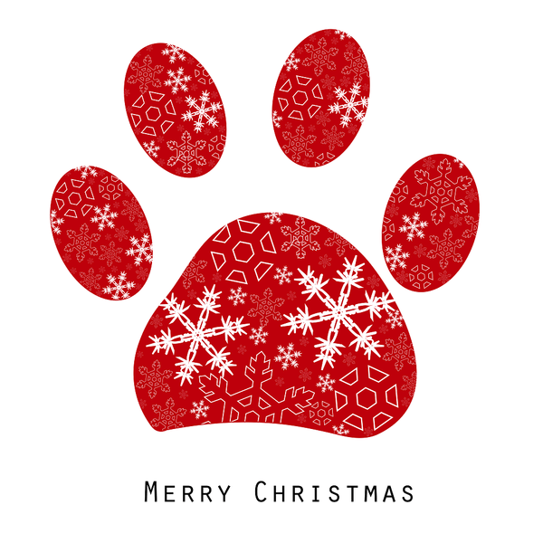 Christmas Paw Print Fabric Panel - ineedfabric.com