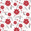 Christmas Poinsettia Fabric - Red/Silver - ineedfabric.com