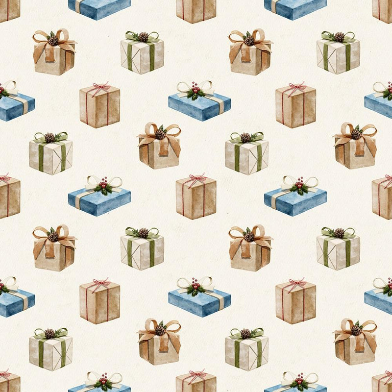 Christmas Presents Fabric - Cream - ineedfabric.com