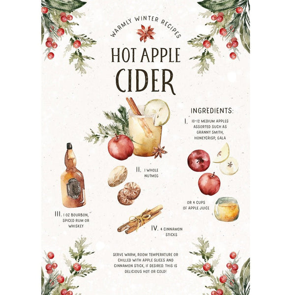 Christmas Recipe Apple Cider Fabric Panel - ineedfabric.com