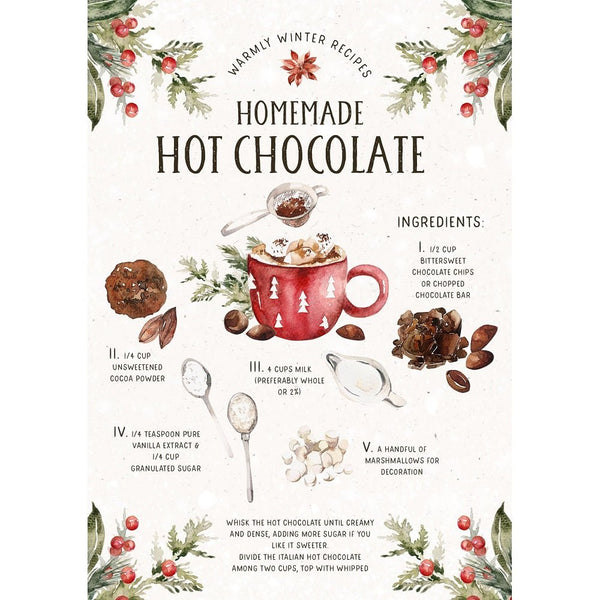 Christmas Recipe Hot Chocolate Fabric Panel - ineedfabric.com