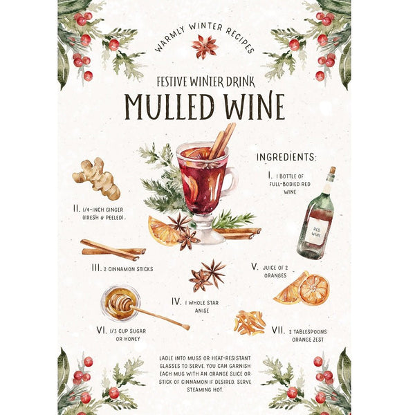 Christmas Recipe Mulled Wine Fabric Panel - ineedfabric.com