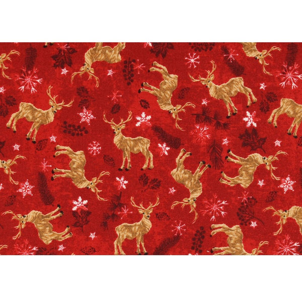 Christmas Reindeer Fabric - Red - ineedfabric.com